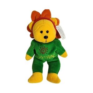 Plushland Daisy March of Dimes Sunshine Flower Bear Green Romper 2001 9 inch